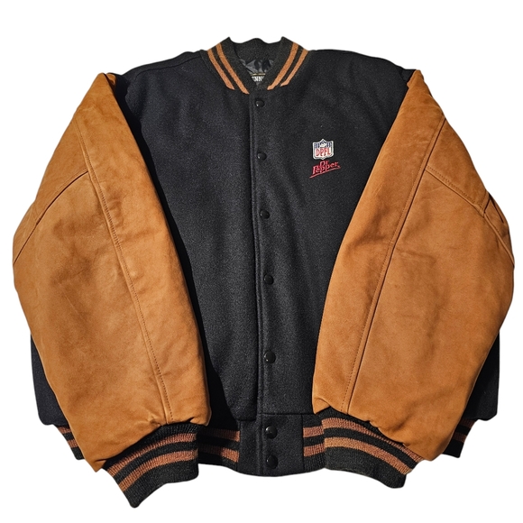 Rennoc Other - Rennoc Classic Dr. Pepper NFL Wool / Suede Bomber Jacket Mens XL Quilted Liner